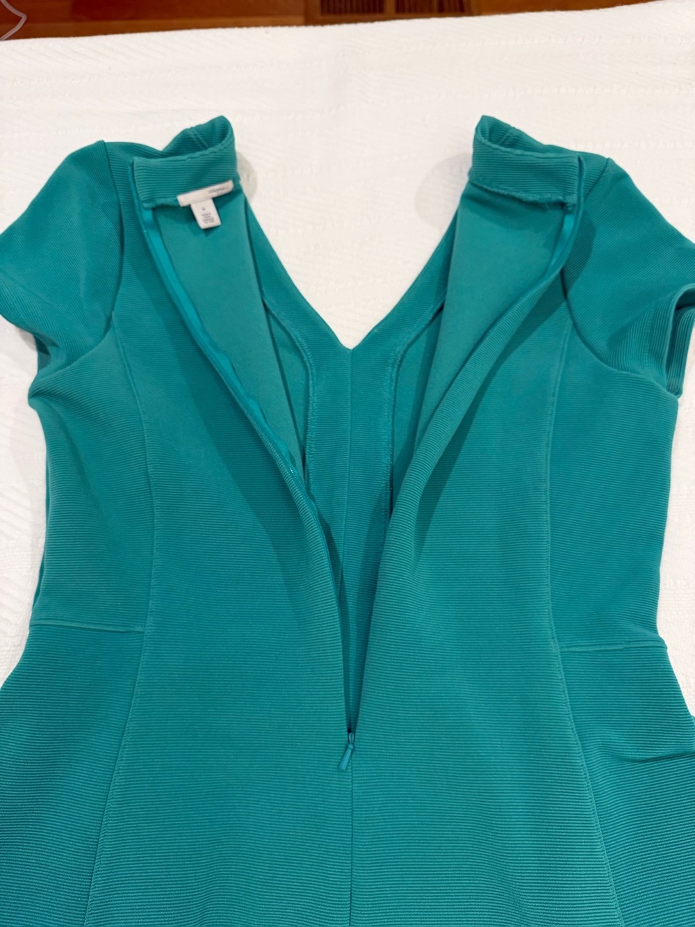 Halogen Jade Green Peplum Top | Textured Short Sleeve V-Neck Blouse | Size M - Picture 5 of 8